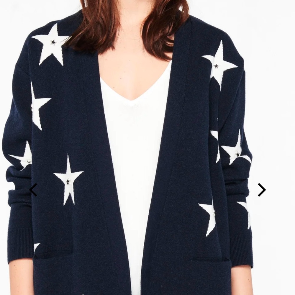 SANDRO Star Motif Blue Navy Cardigan, size 1